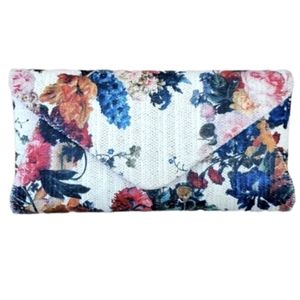 Sondra Roberts woven raffia floral clutch